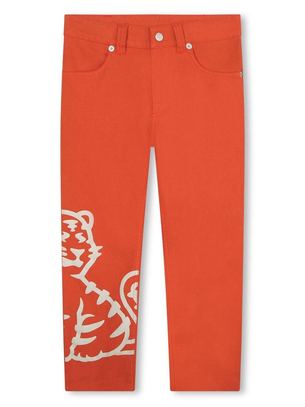 Kenzo Kids 印花直筒长裤 - 橘色