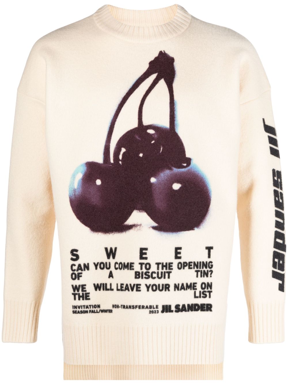 Jil Sander logo印花羊毛毛衣 - 中性色