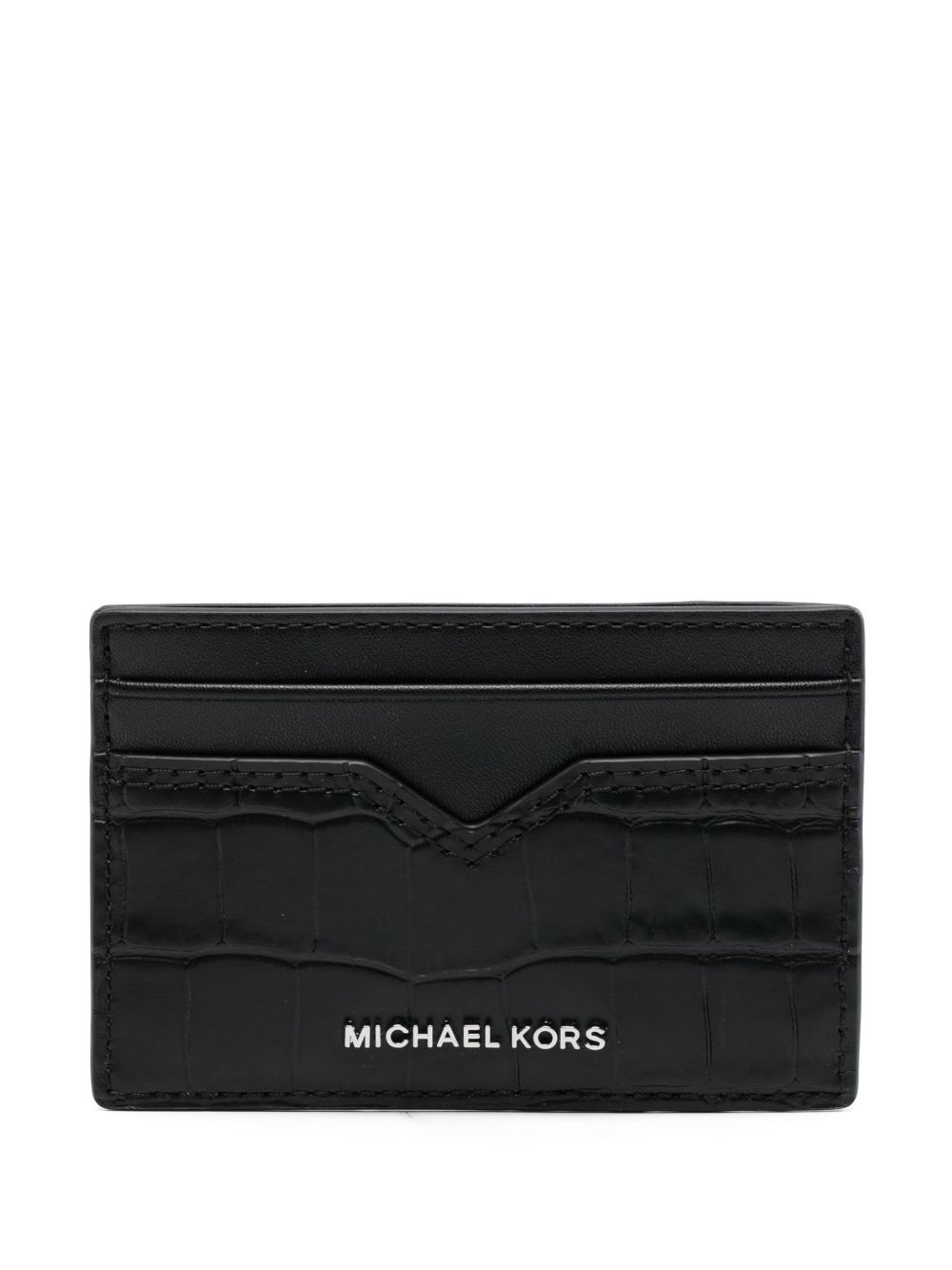 Michael Kors 仿鳄鱼纹压纹卡夹 - 黑色