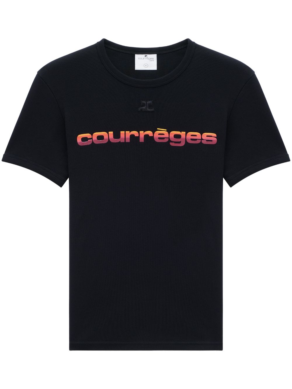 Courrèges logo印花圆领T恤 - 黑色