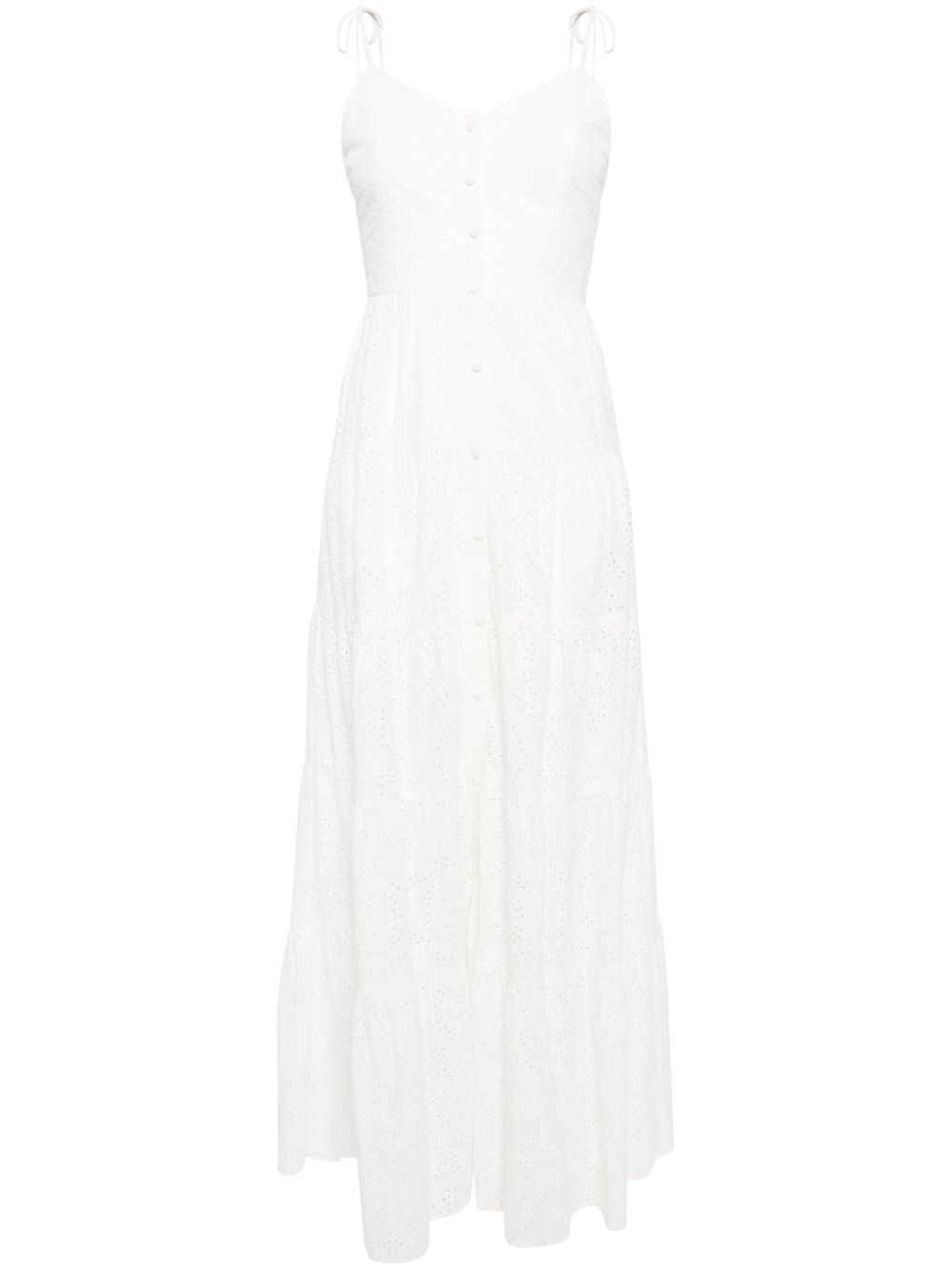 alice + olivia Shantella 刺绣棉超长连衣裙 - 白色