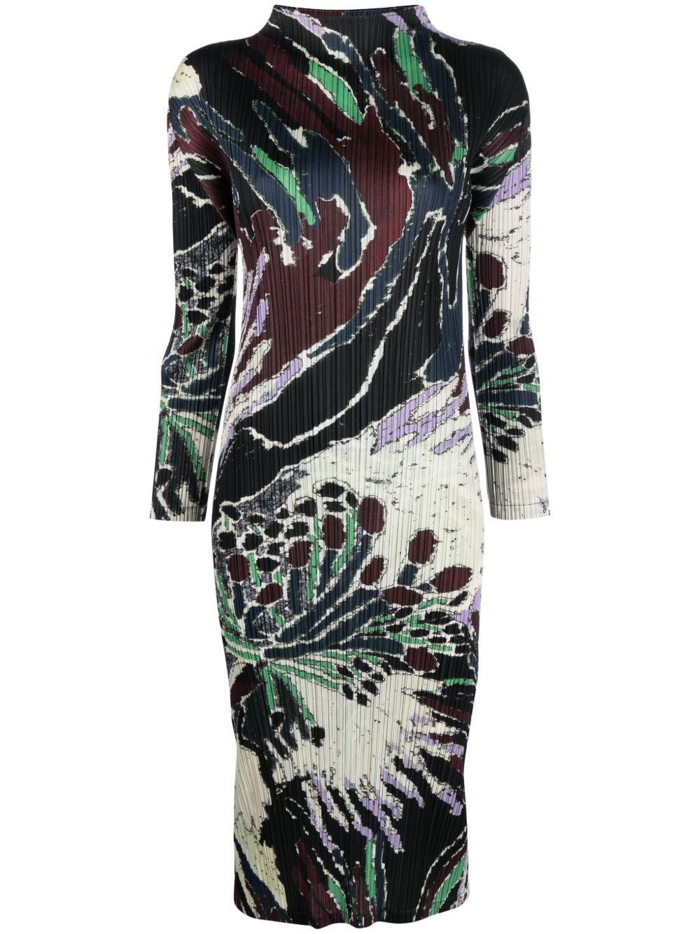 Pleats Please Issey Miyake Frosty Forest 中长百褶连衣裙 - 褐色