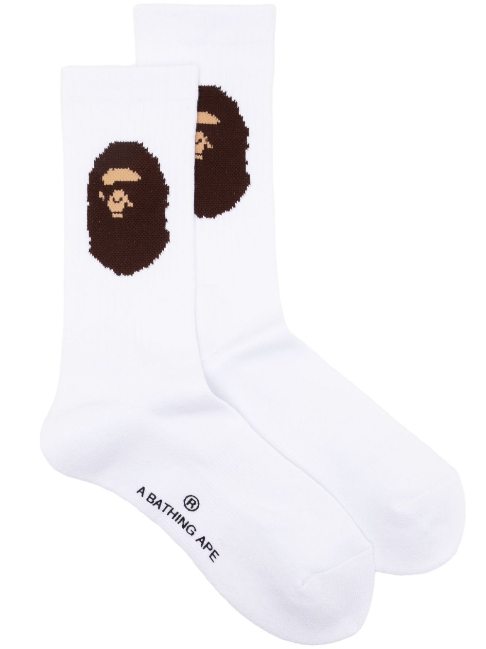 A BATHING APE® logo印花针织袜 - 白色