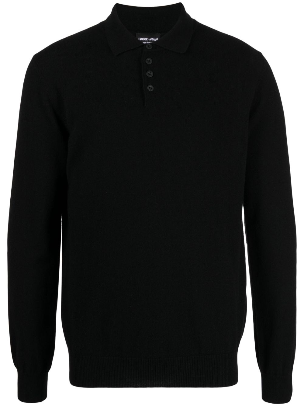 Giorgio Armani polo领羊绒毛衣 - 黑色