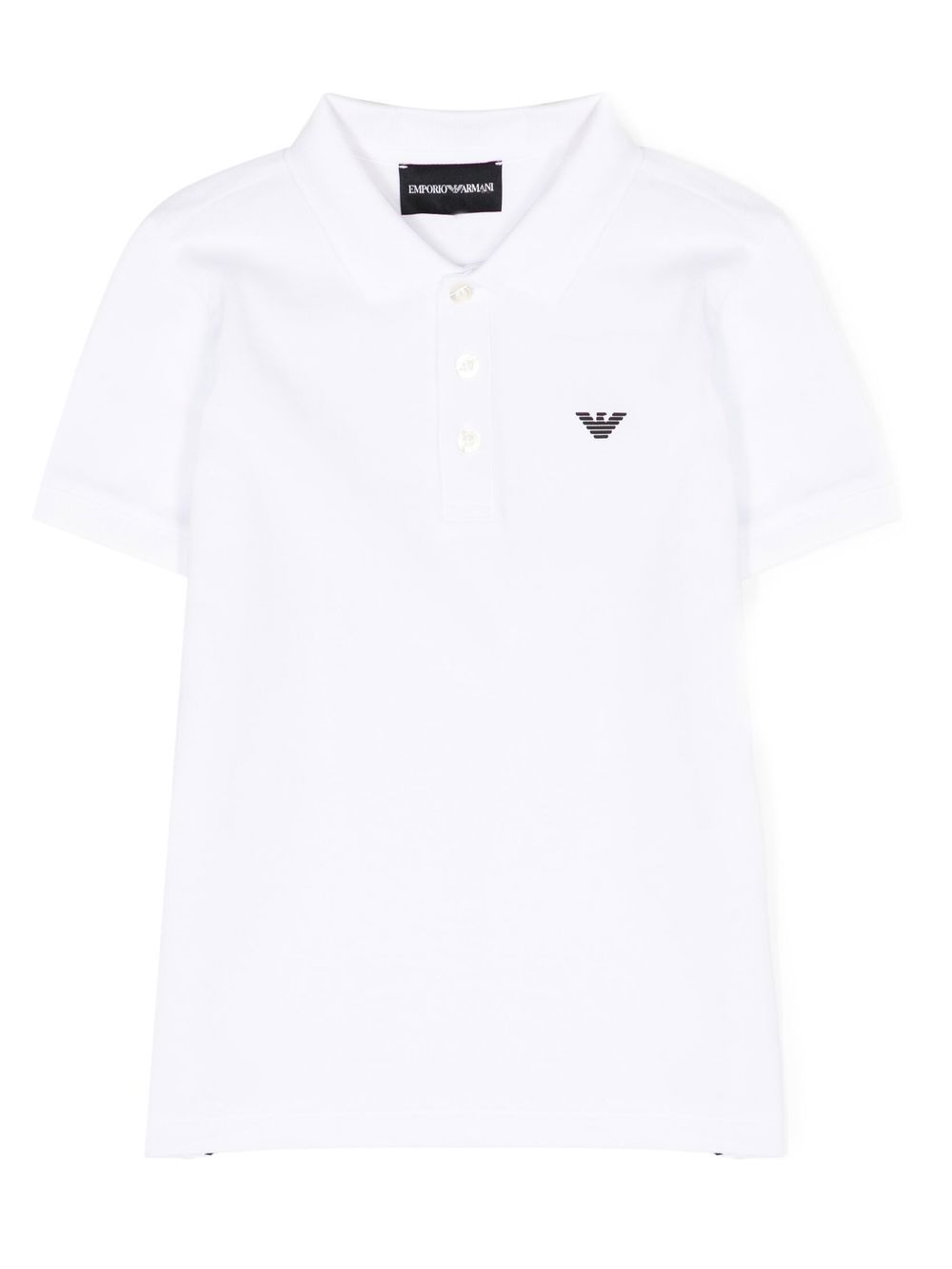 Emporio Armani Kids logo压纹棉polo衫 - 白色