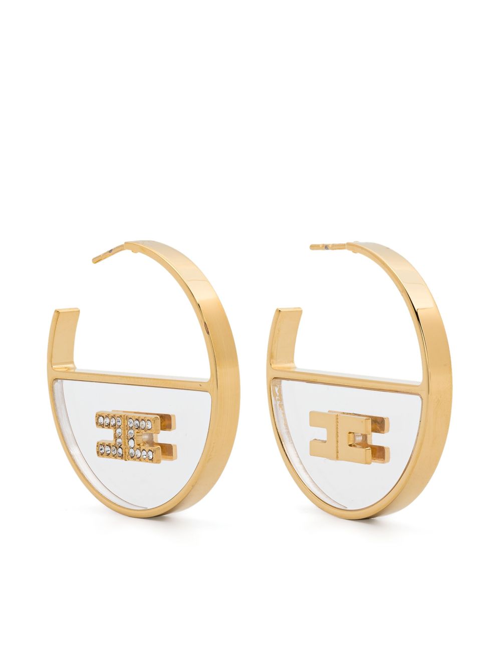 Elisabetta Franchi logo标牌耳环 - 金色