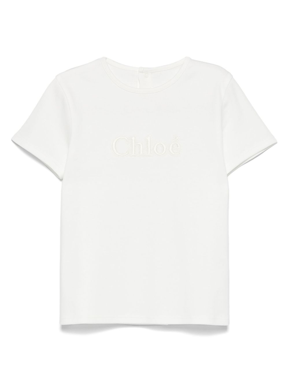 Chloé Kids logo刺绣T恤 - 白色
