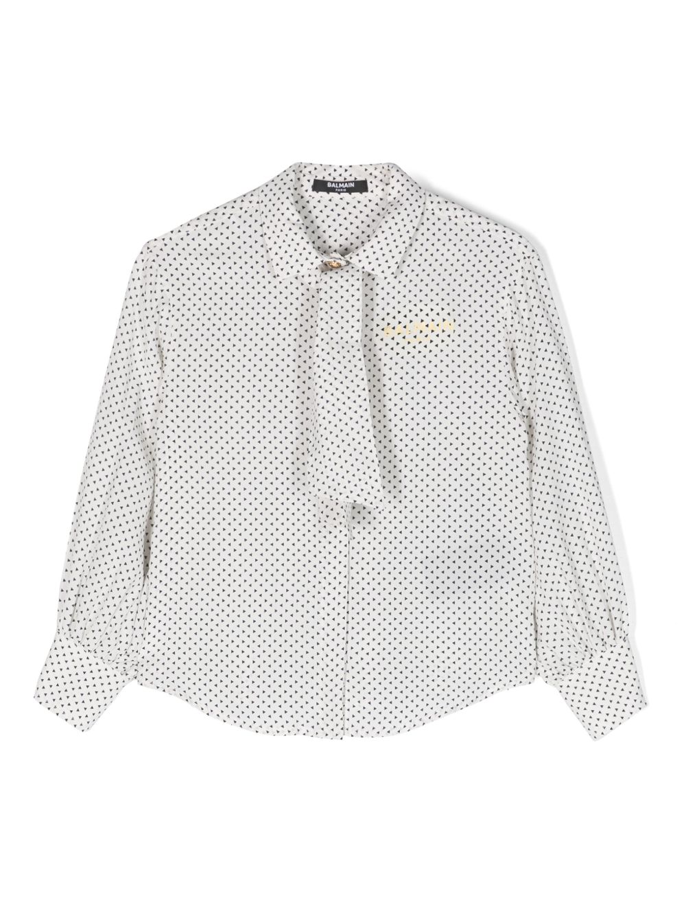 Balmain Kids 几何图案印花绉纱衬衫 - 白色