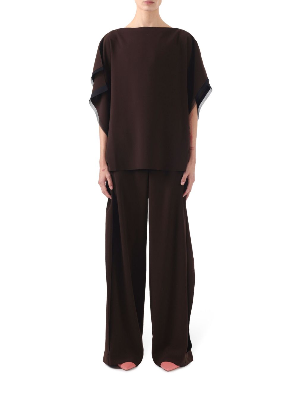 Jason Wu Collection 不对称绉纱罩衫 - 褐色