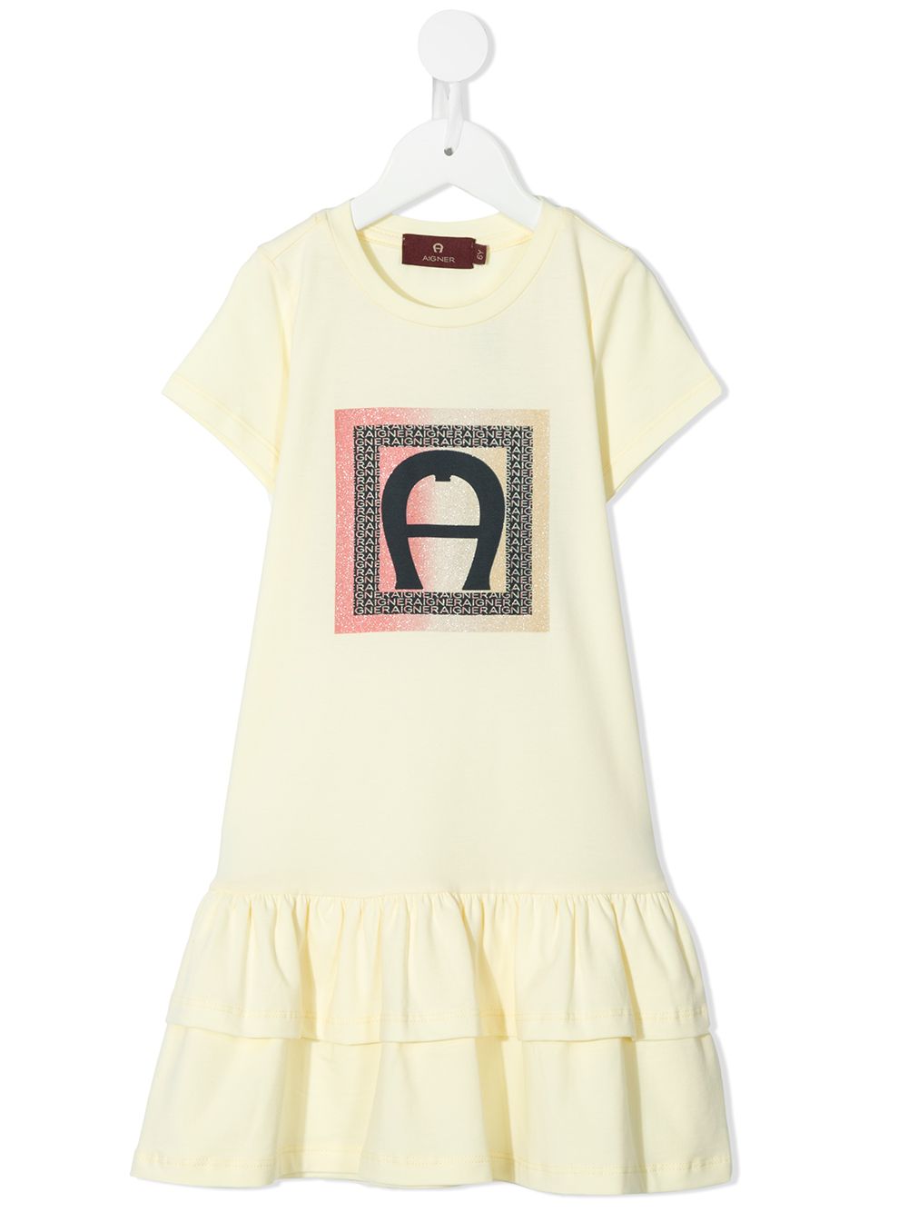 Aigner Kids 分层式裙摆T恤式连衣裙 - 黄色