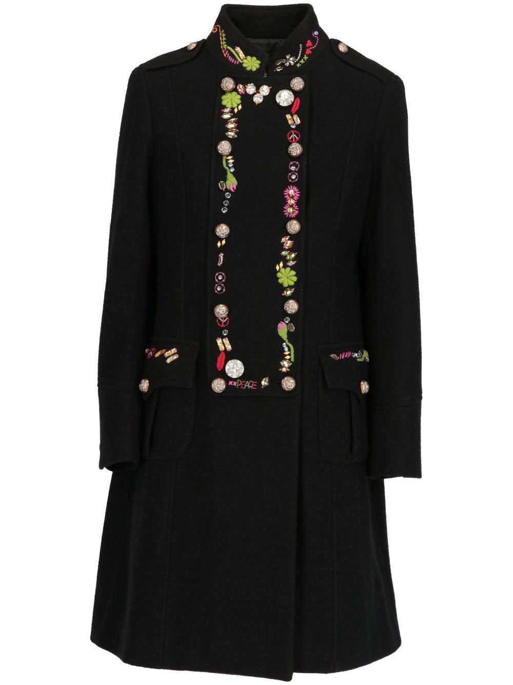 Moschino Pre-Owned 花卉刺绣外套（2000年典藏款） - 黑色