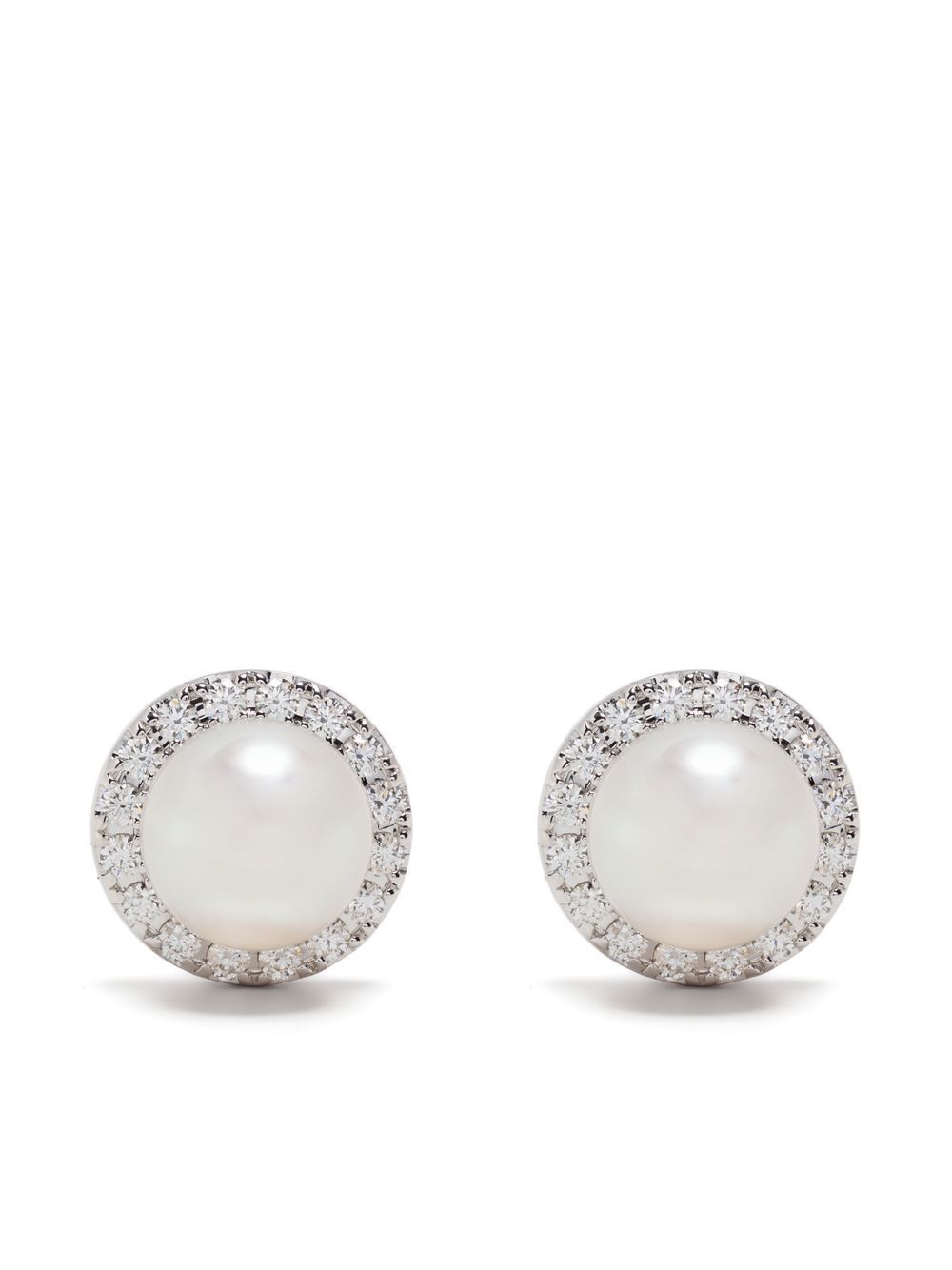 TASAKI Akoya 18K白金钻石耳环 - 银色