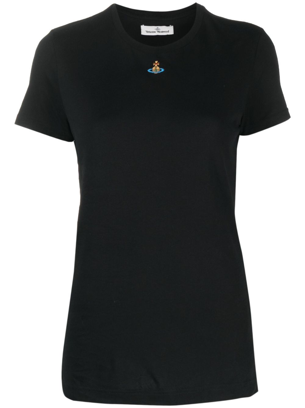 Vivienne Westwood 土星logo刺绣棉T恤 - 黑色