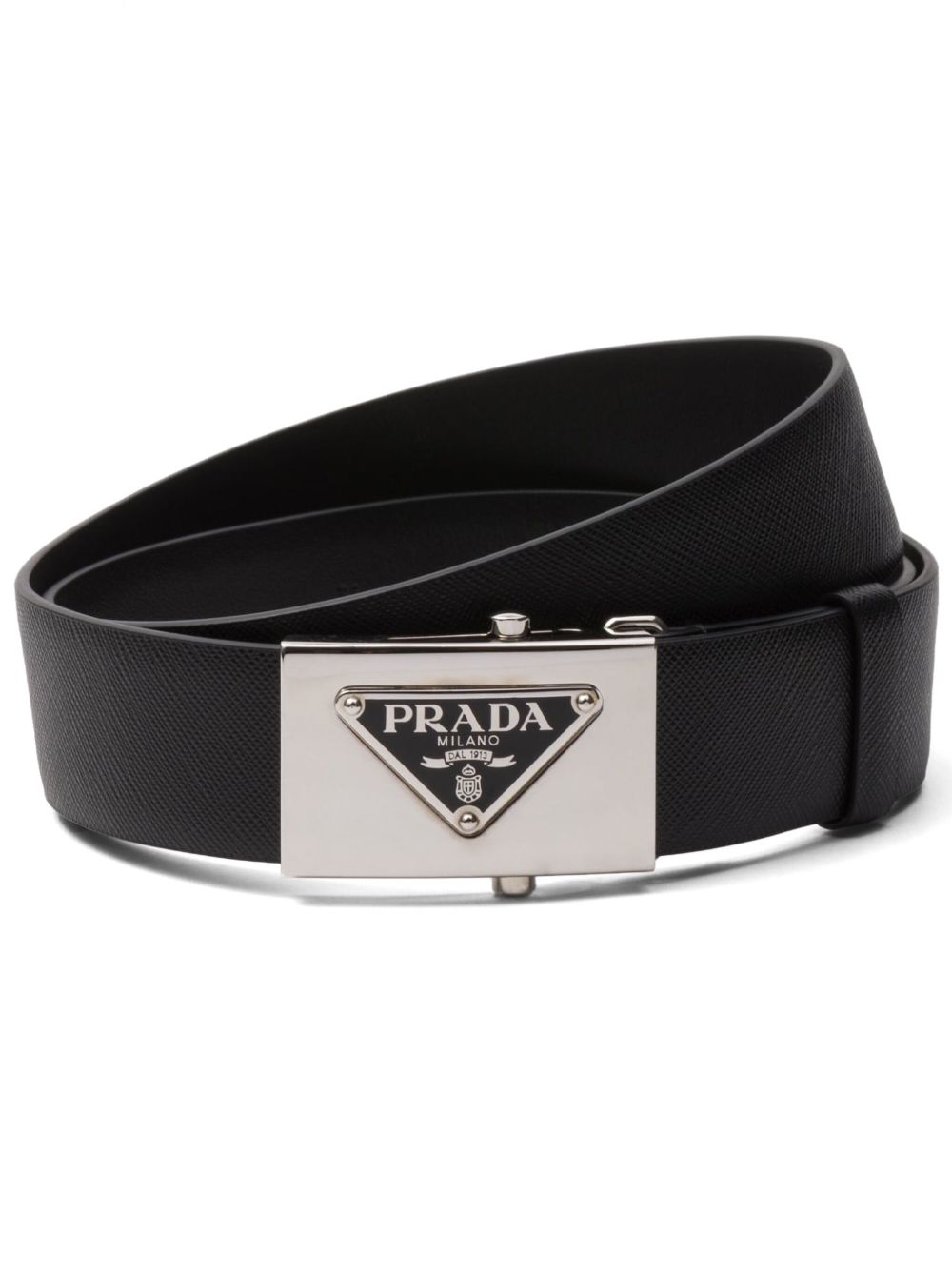 Prada 三角形logo Saffiano 腰带 - 黑色