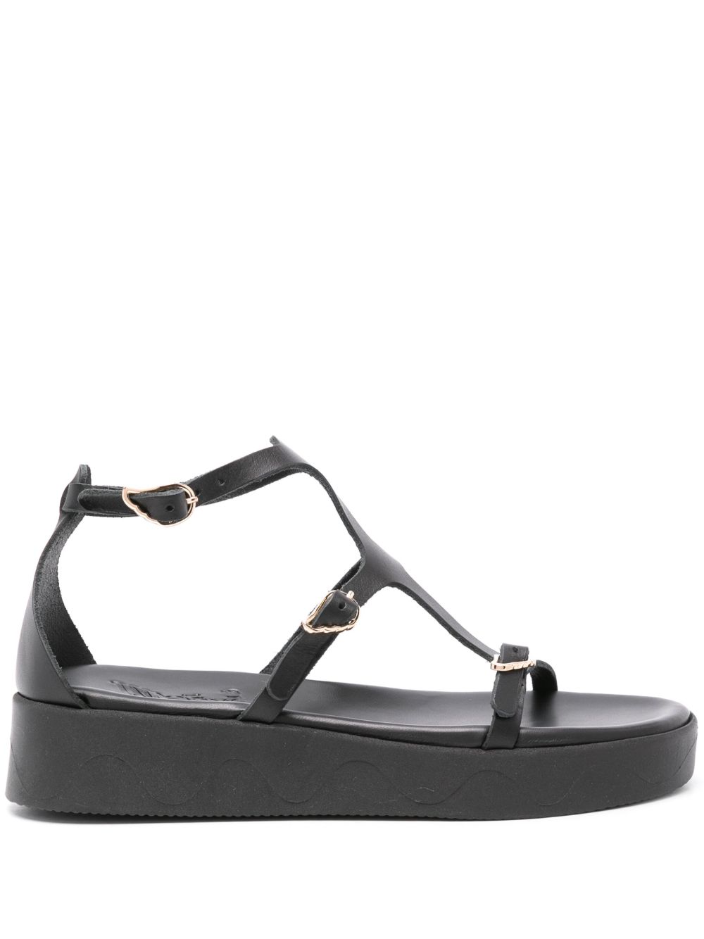 Ancient Greek Sandals 镂空皮质凉鞋 - 黑色
