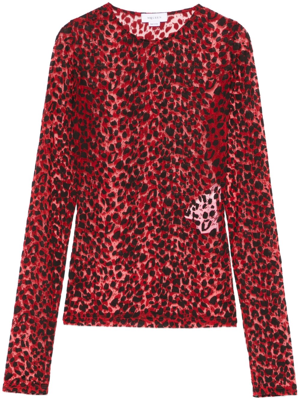Alexander McQueen 豹纹上衣 - 红色