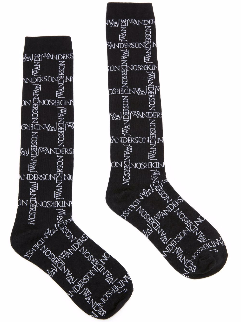 JW Anderson logo格纹印花针织袜 - 黑色