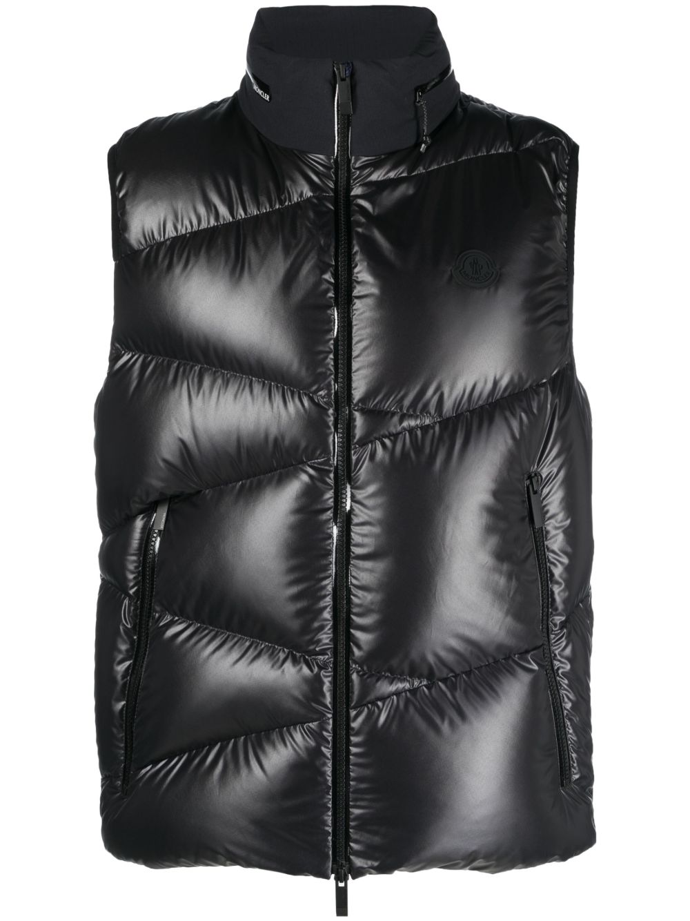 Moncler 拉链填充马甲 - 黑色