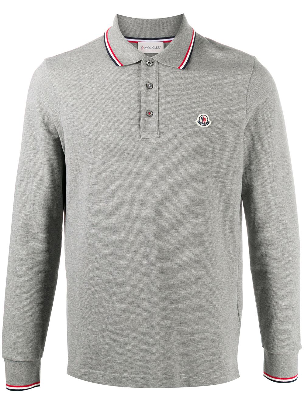 Moncler 盟可睐 logo贴花条纹细节polo衫 - 灰色