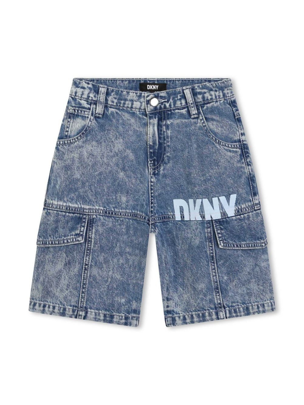 Dkny Kids logo印花牛仔短裤 - 蓝色