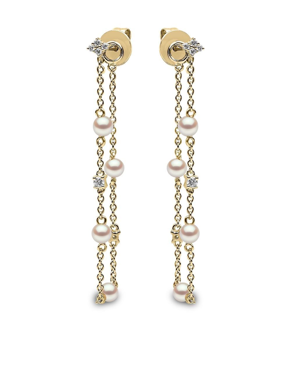 Yoko London Trend 18K黄金钻石珍珠吊饰耳环 - 金色