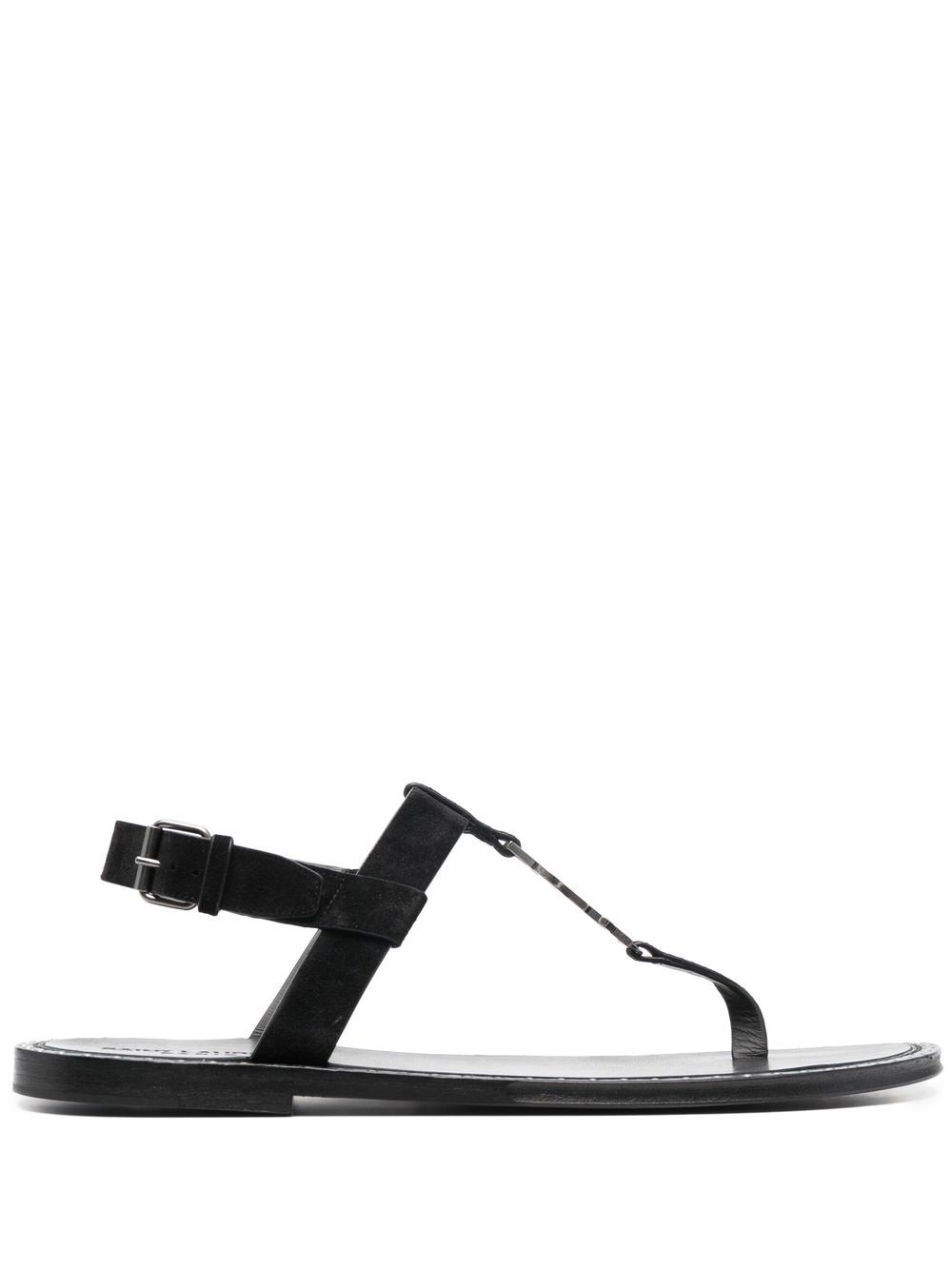 Saint Laurent Cassandra logo标牌平底凉鞋 - 黑色