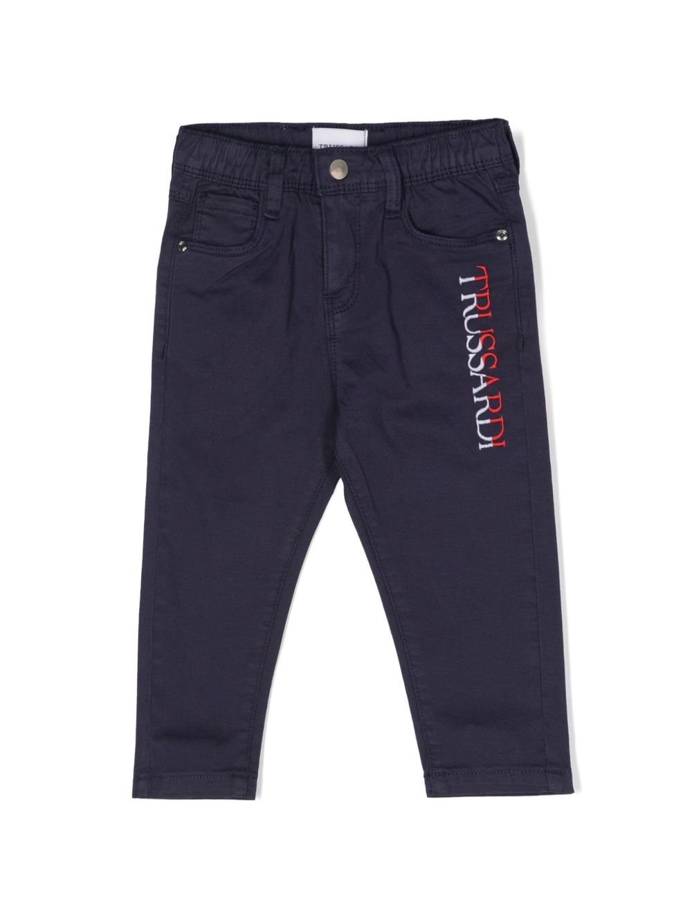 TRUSSARDI JUNIOR logo刺绣卡其裤 - 蓝色