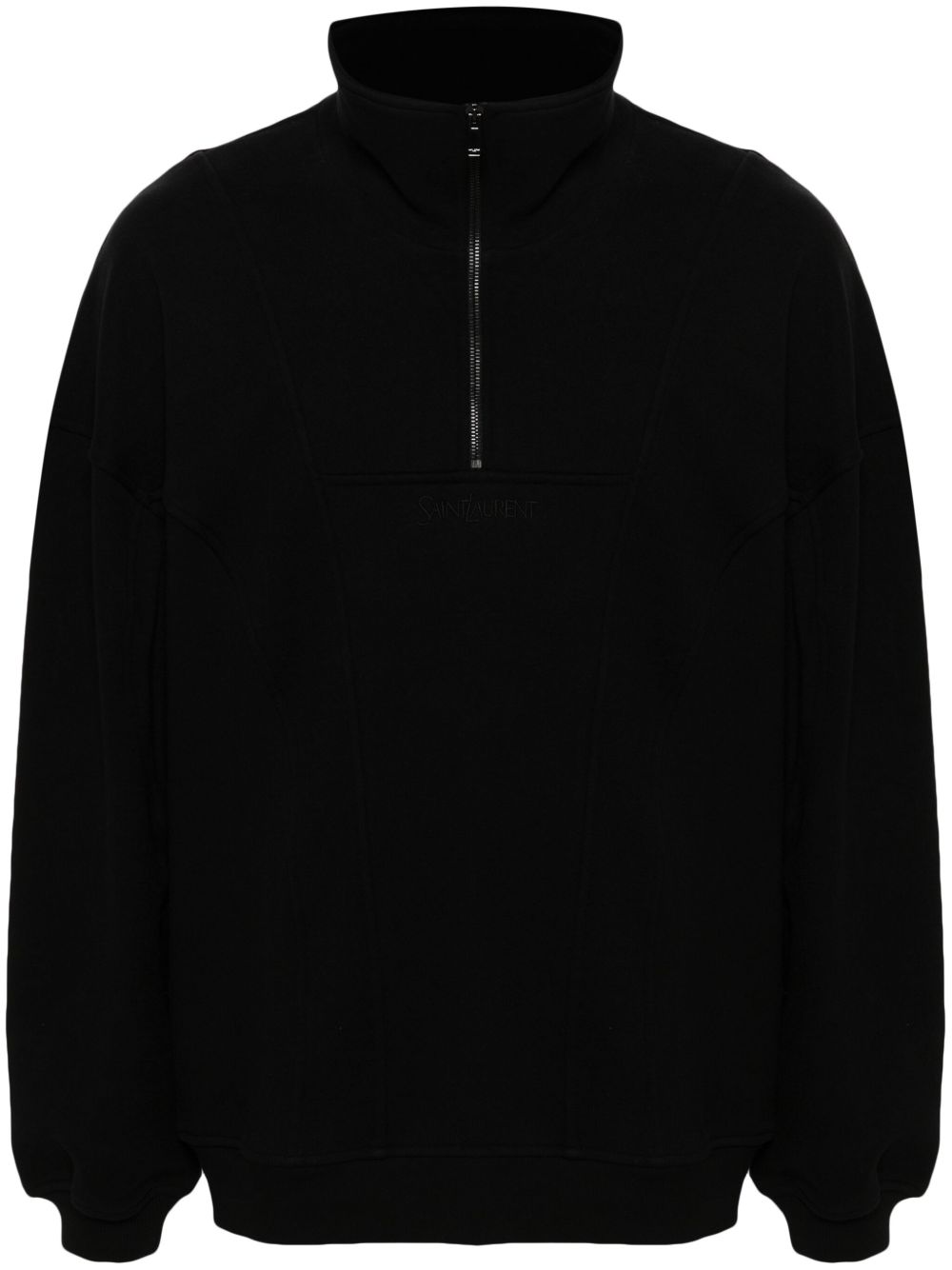 Saint Laurent logo刺绣棉卫衣 - 黑色