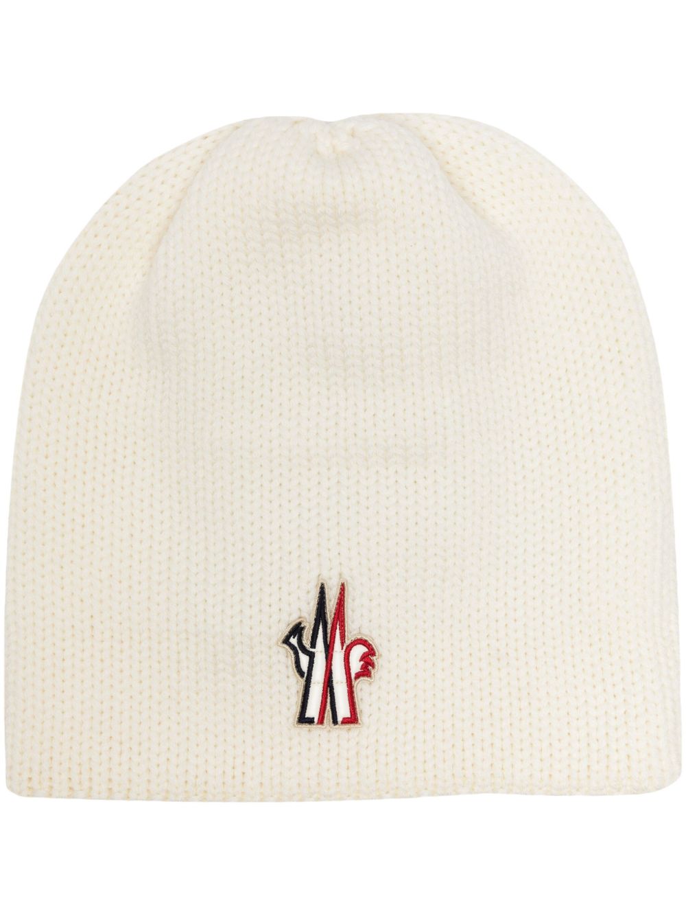 Moncler Grenoble logo 贴花初剪羊毛套头帽 - 白色