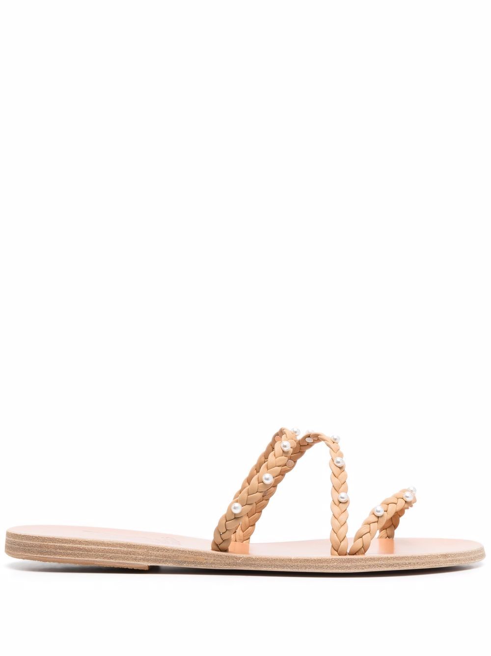 Ancient Greek Sandals Ekaterini 珠饰皮质凉鞋 - 中性色
