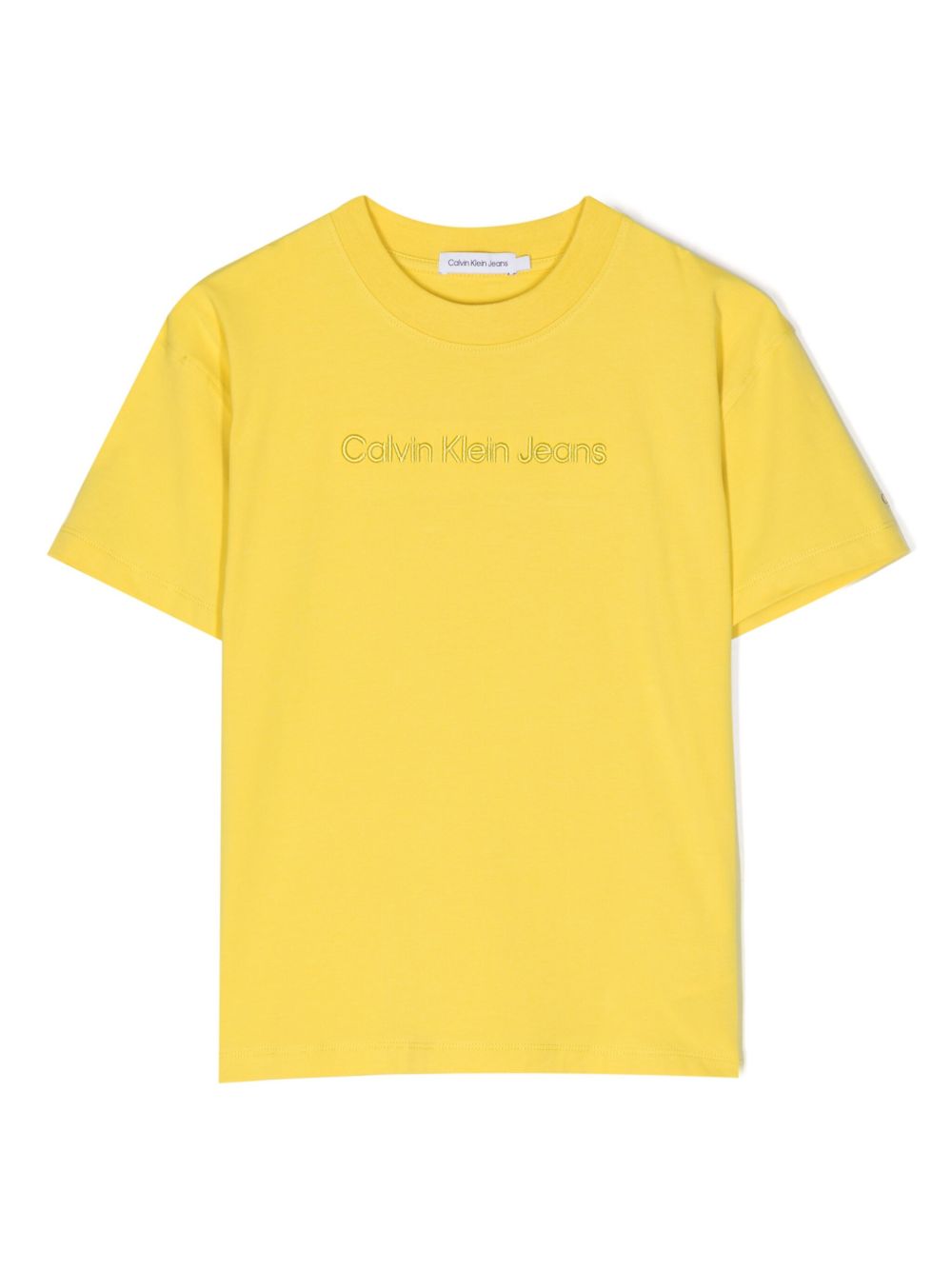 Calvin Klein Kids logo刺绣T恤 - 黄色