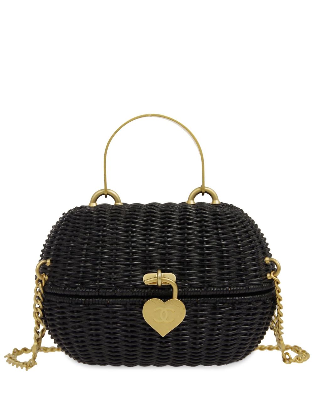CHANEL Pre-Owned Heart Lock Basket 两用手提包（2005年典藏款） - 黑色
