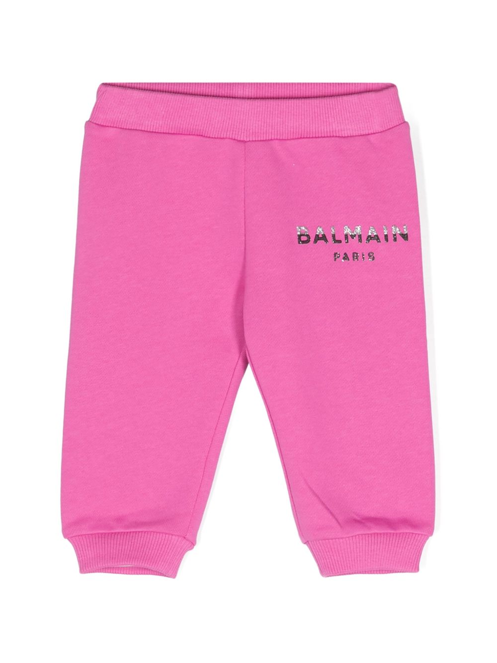 Balmain Kids logo印花棉运动裤 - 粉色