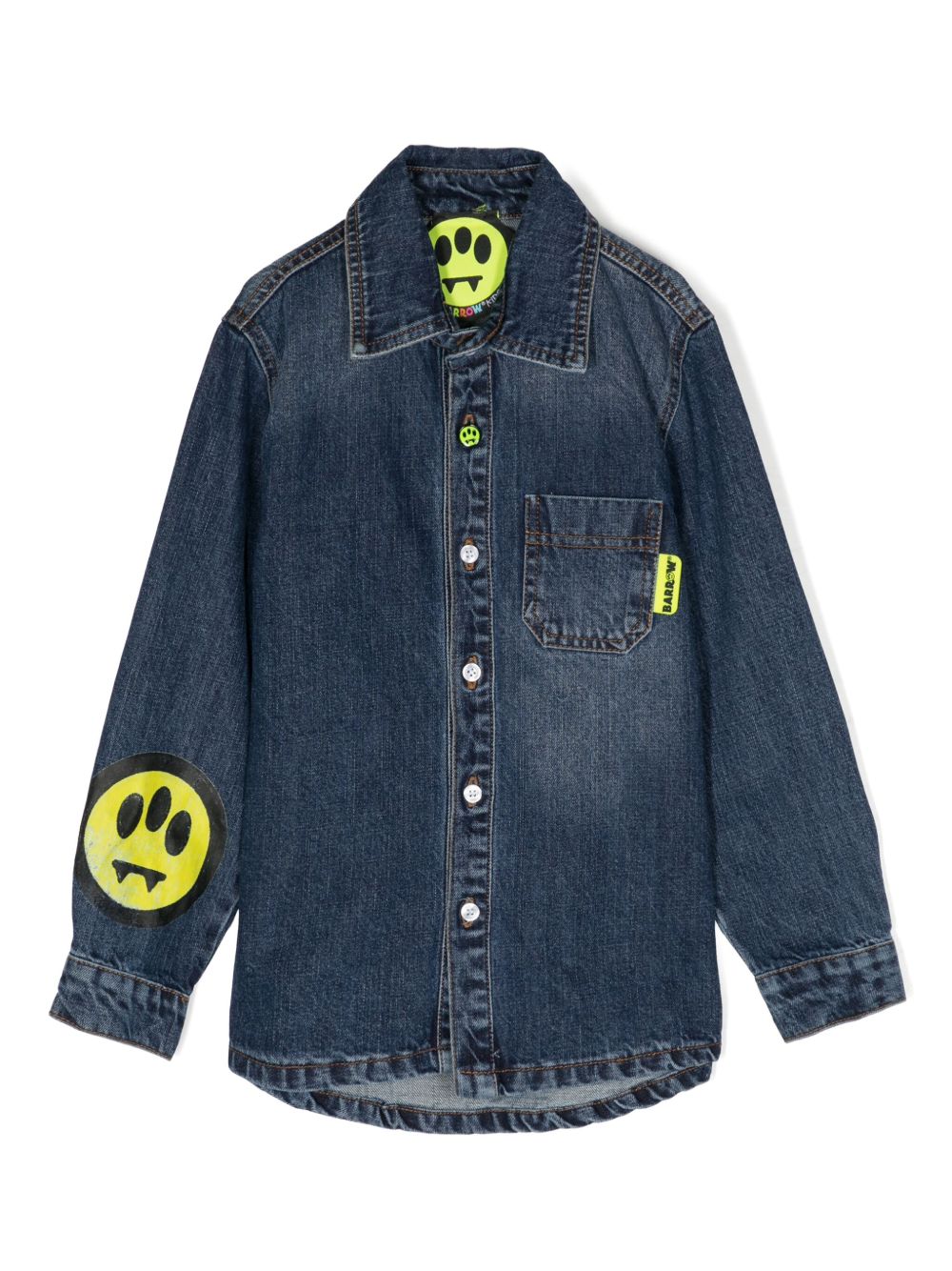 Barrow kids logo印花牛仔夹克 - 蓝色