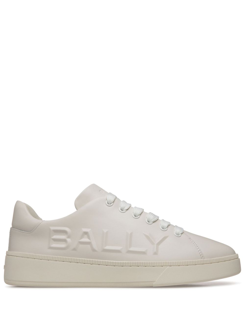 Bally Raise logo压纹皮质运动鞋 - 白色