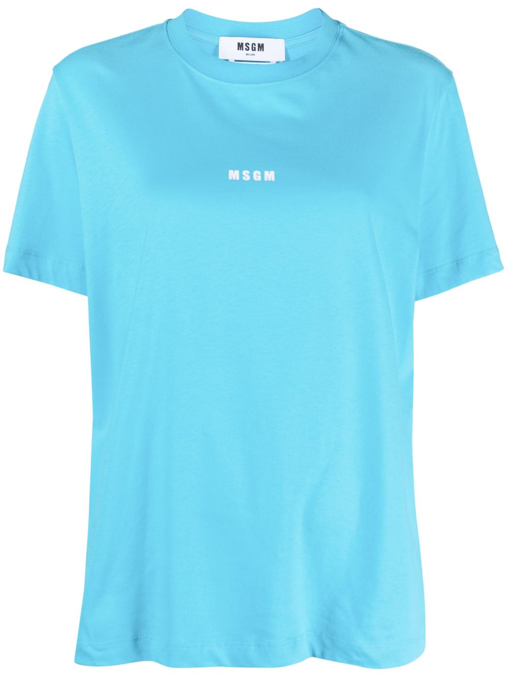 MSGM logo印花棉T恤 - 蓝色