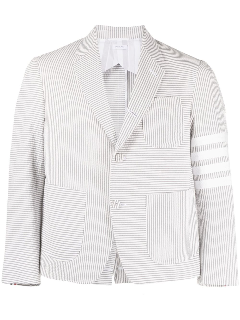 Thom Browne 条纹单排扣西装夹克 - 灰色