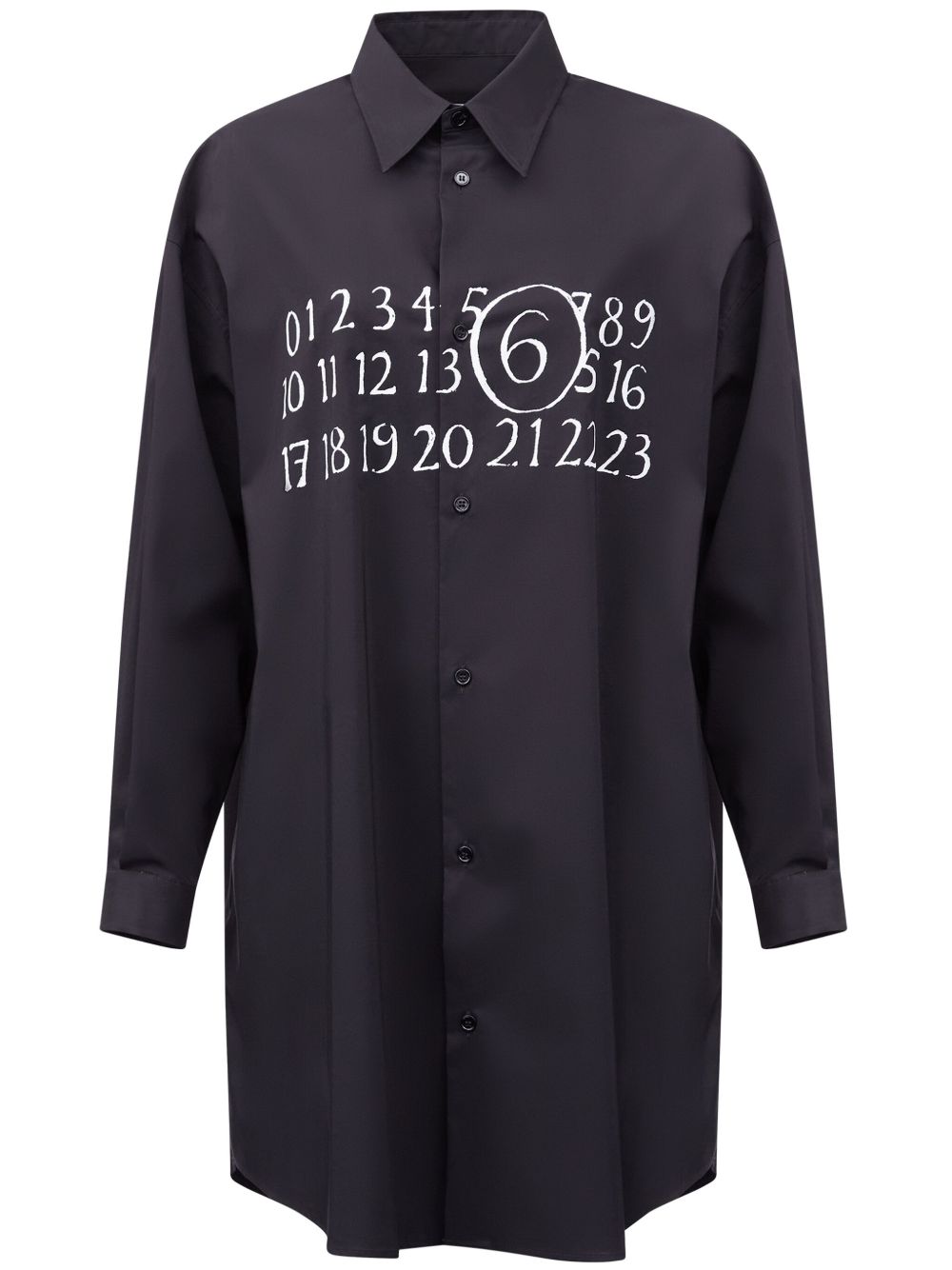 MM6 Maison Margiela 标志性数字图案衬衫裙 - 黑色