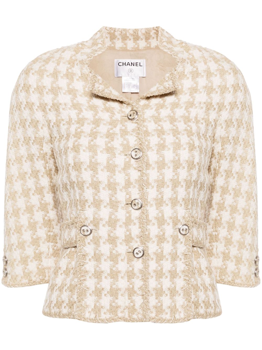 CHANEL Pre-Owned 千鸟格纹真丝夹克（2008年典藏款） - 中性色