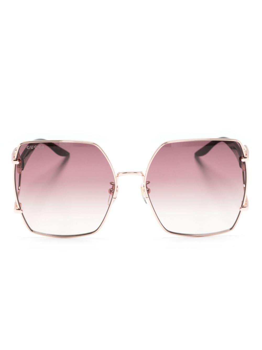 Gucci Eyewear Double G 超大镜框太阳眼镜 - 粉色