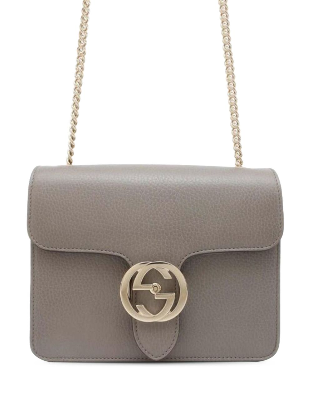 Gucci Pre-Owned Dollar Interlocking G 小号小牛皮斜挎包（2016-2023年典藏款） - 灰色