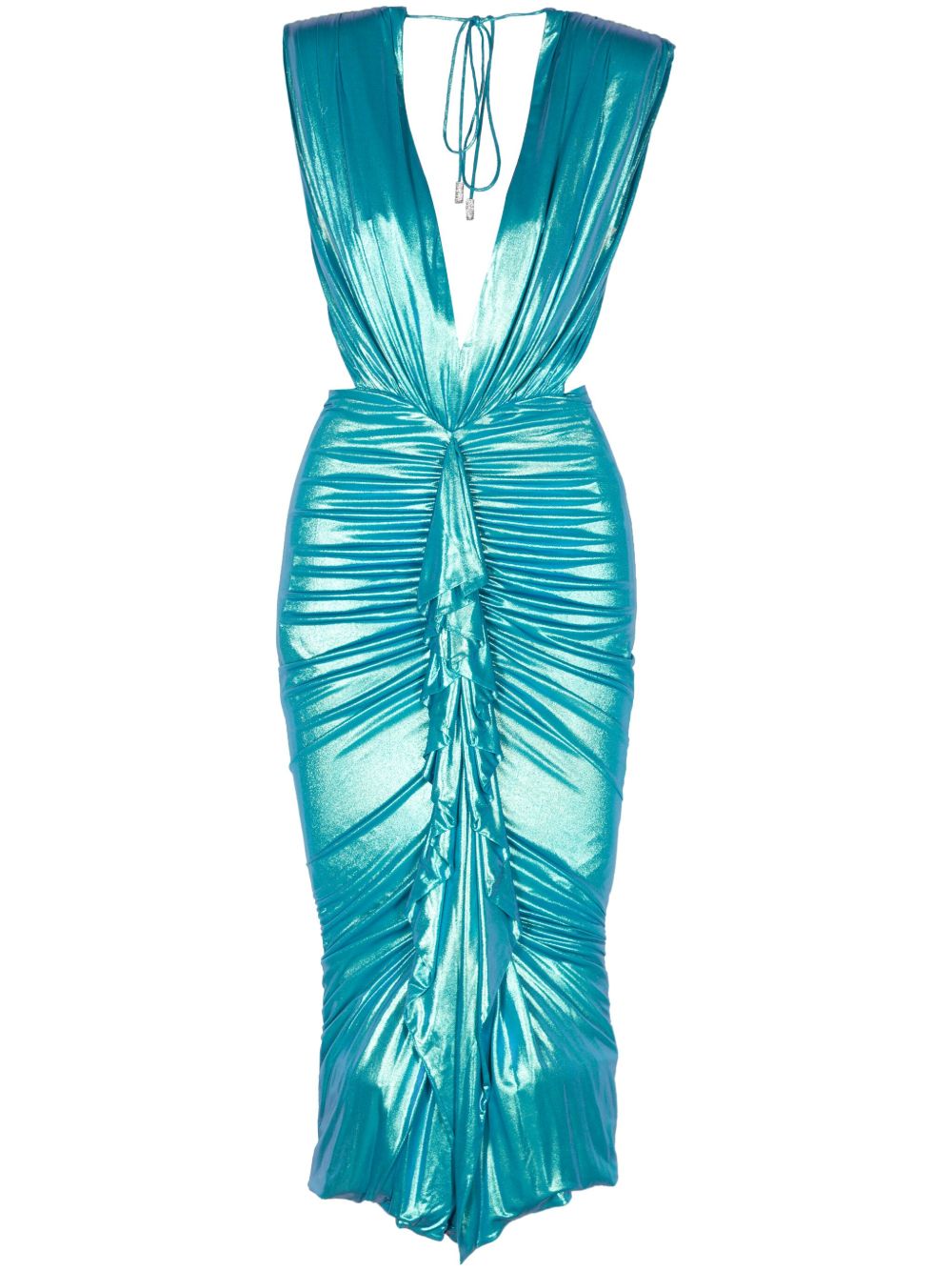 Alexandre Vauthier 箔纸垂坠细节连衣裙 - 蓝色