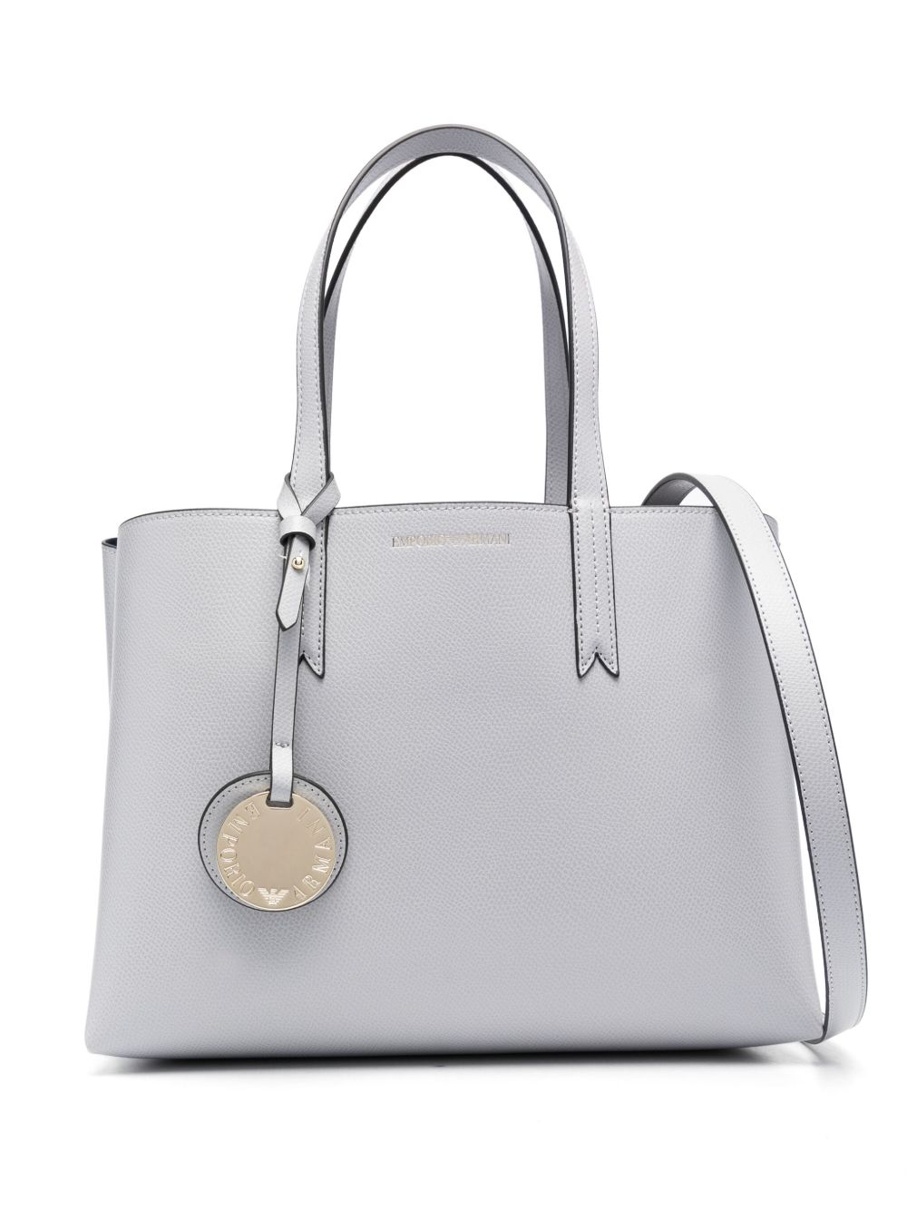 Emporio Armani logo标记纹理手提包 - 灰色