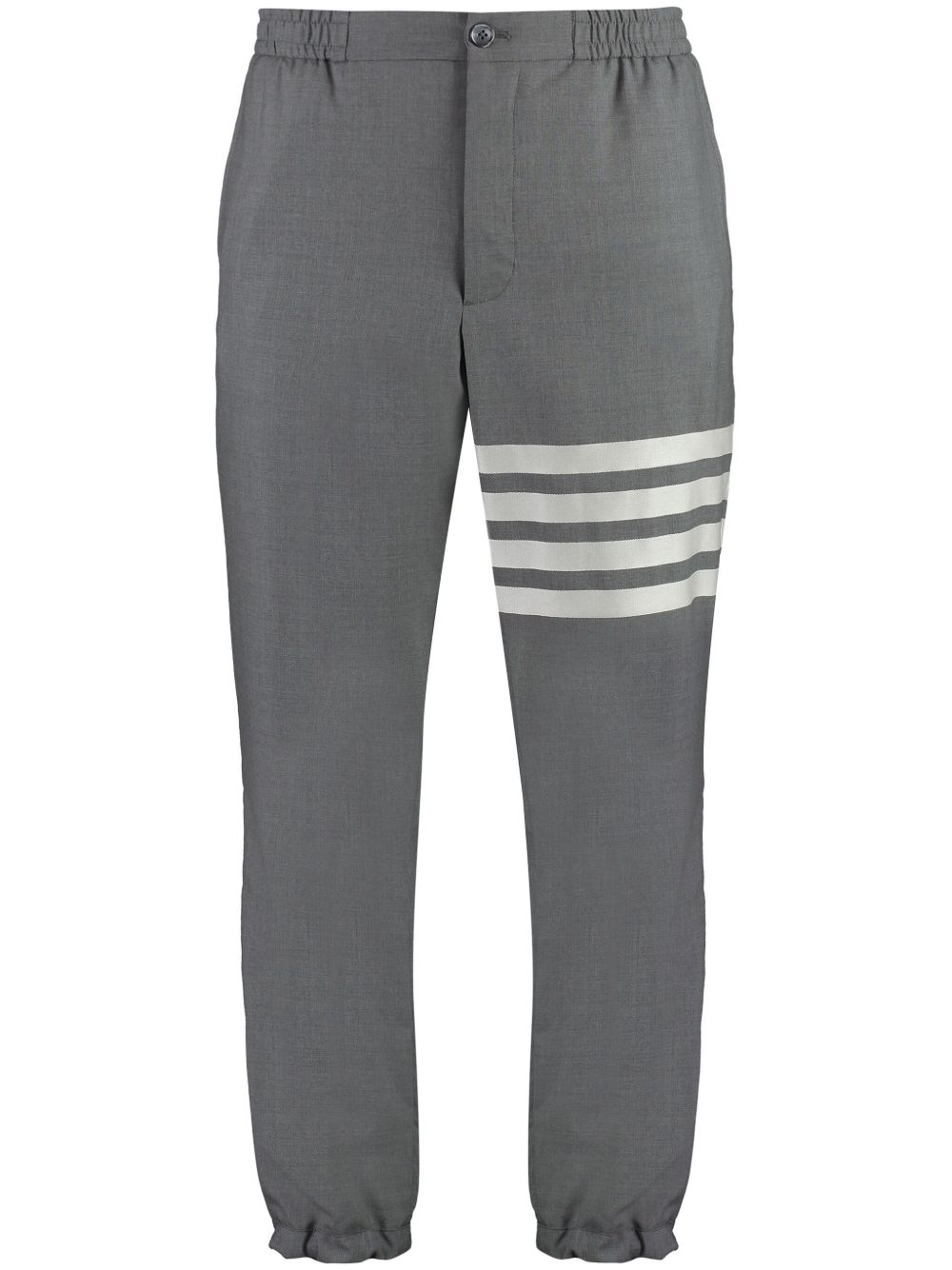 Thom Browne 四条纹松紧裤脚长裤 - 灰色