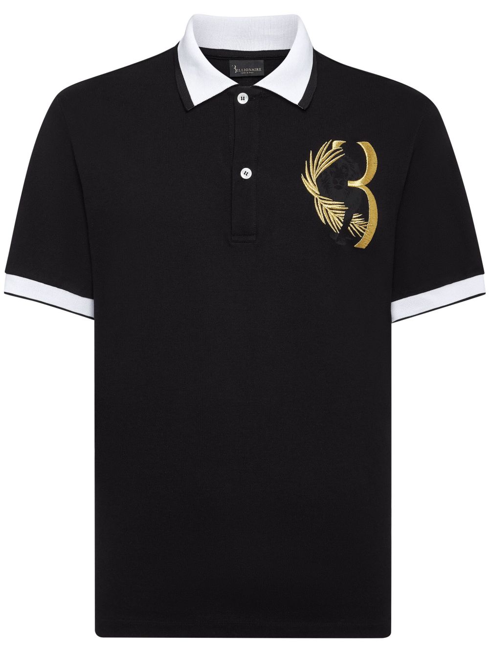 Billionaire logo刺绣棉polo衫 - 黑色