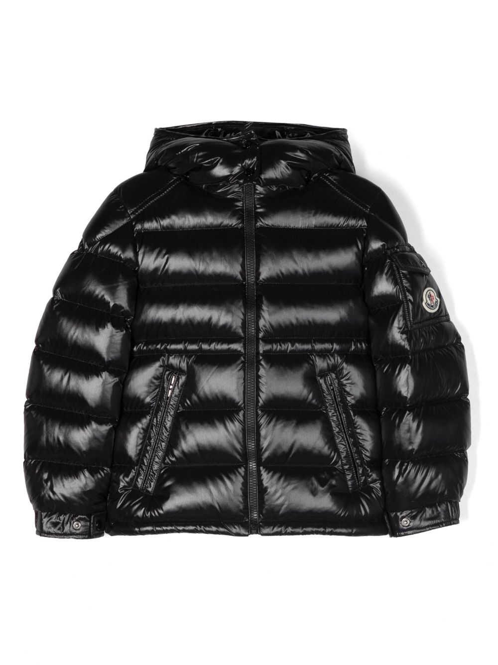 Moncler Enfant Maire logo 贴花填充夹克 - 黑色