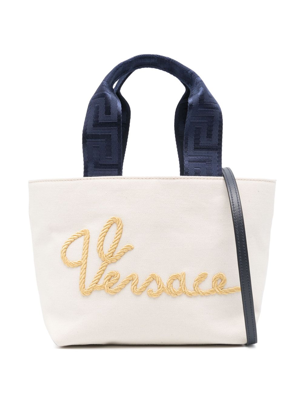 Versace Kids logo刺绣帆布托特包 - 中性色