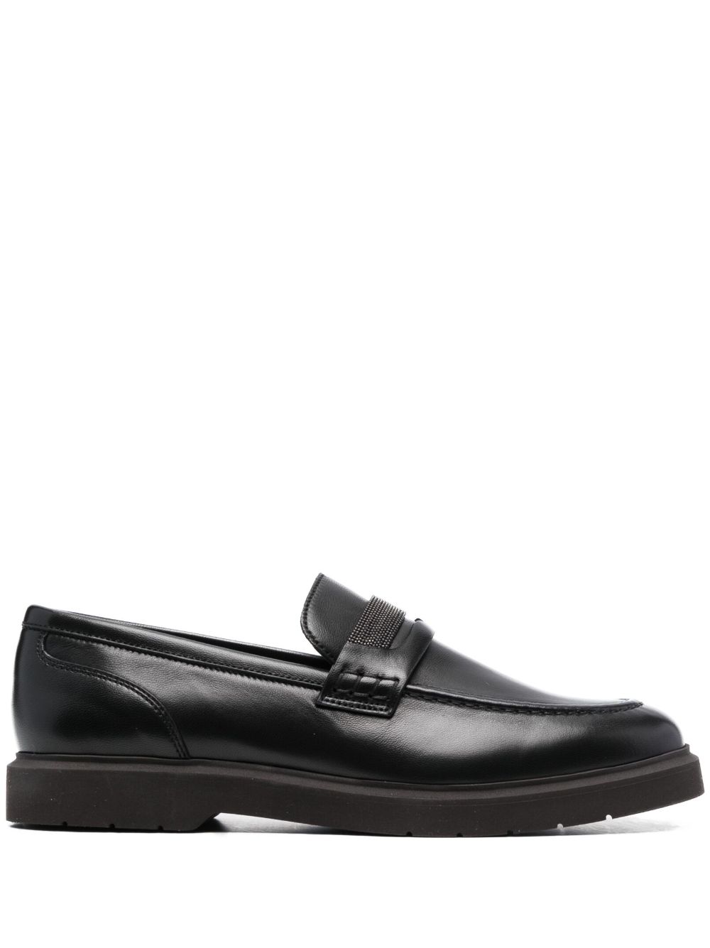 Brunello Cucinelli Monili 珠飾设计细节乐福鞋 - 黑色