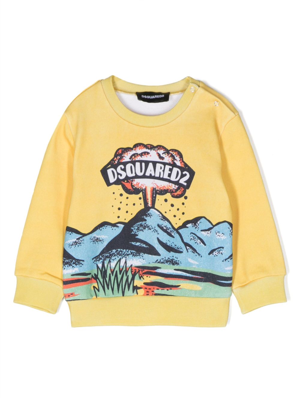 DSQUARED2 KIDS logo印花棉卫衣 - 黄色