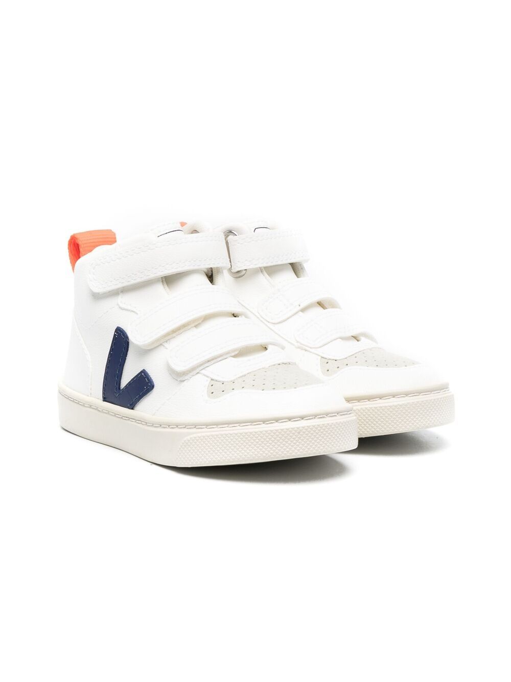 VEJA Kids logo魔术贴板鞋 - 白色